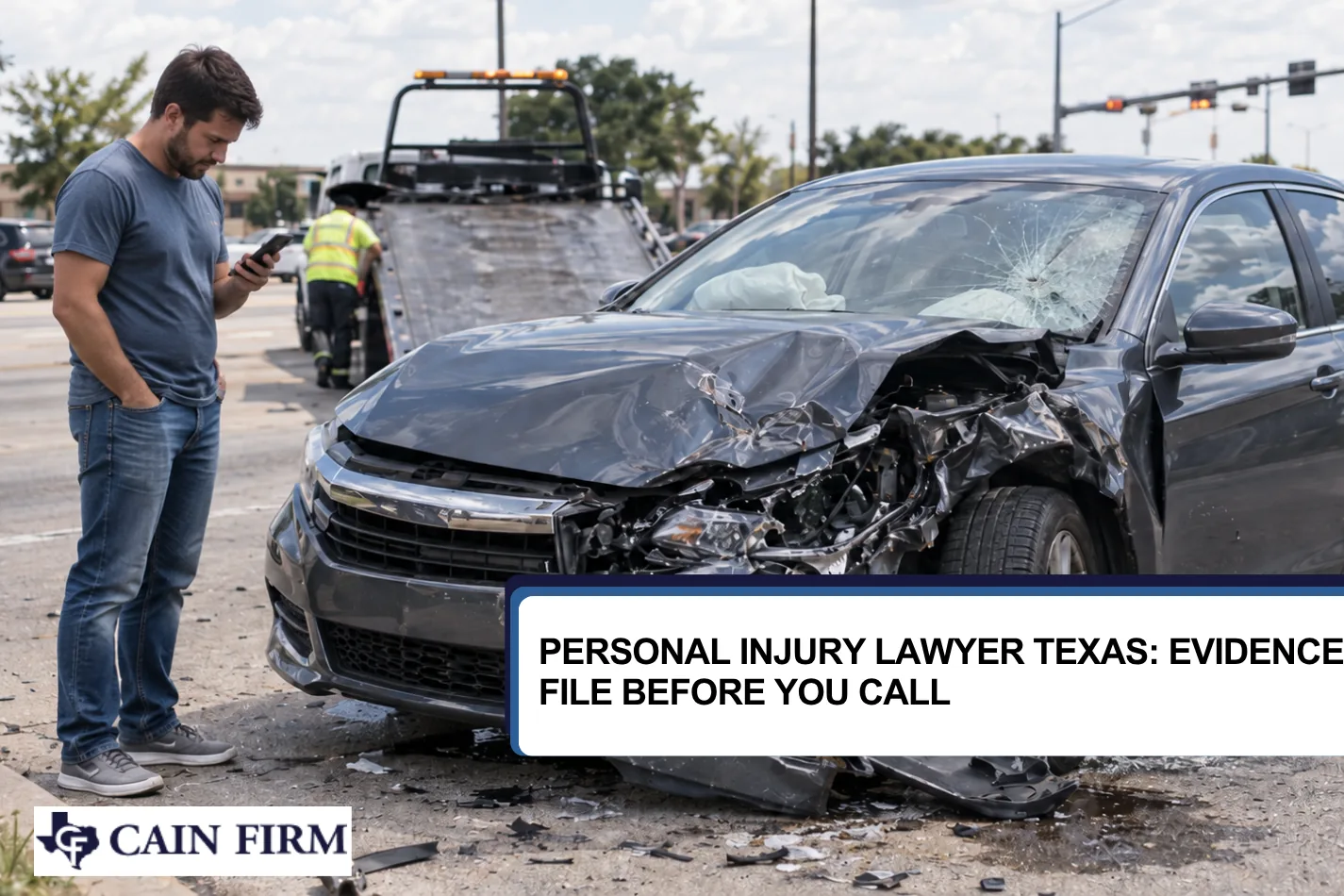 Man standing in front of accident scene