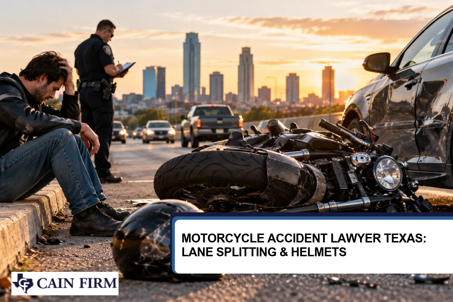 Motorcycle accident on a Texas highway